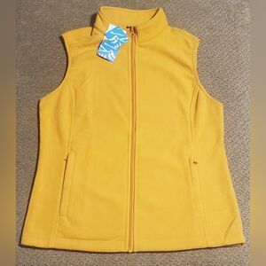 Women's MagcoMsen Golden Yellow Fleece Full Zip Vest w/pockets Size M NWT